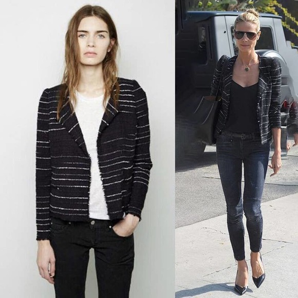 Isabel Marant Jackets & Blazers - Isabel Marant Etoile Glenn Striped Jacket, Black/Off-White FR 38/ US 6